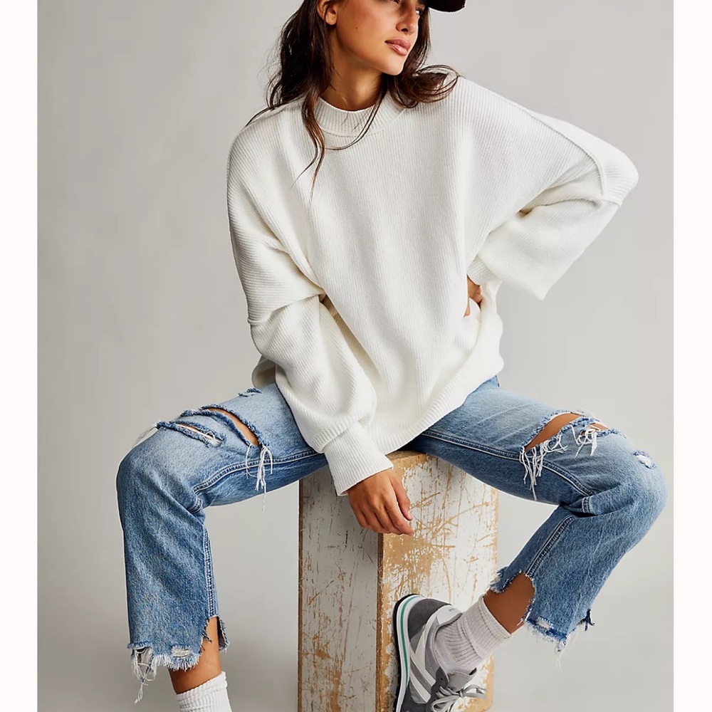 Free People Easy Street Tunic Sweater White